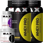 Kit Max Titanium com 2x Whey Pro(1kg) Chocolate + Bcaa(60caps) + Creatina(150g)