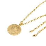 Kit Medalha São Bento com Corrente Cartier 4Mm e 60Cm Folheado a Ouro 18K Amarelo Único