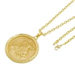 Kit Medalha São Jorge com Corrente Cartier Diamantada Folheado a Ouro 18K Amarelo Único