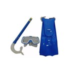 Kit Mergulho Infantil Mascara Snorkel e Pe de Pato Azul