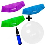 Kit 3 Mini Bands Tensao Media + Forte + Super Forte + Bola 65 Cm Transparente Liveup