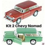 Kit 2 Miniatura Carrinho Coleção Chevrolet Chevy Nomad Ano 1955 Vintage Escala 1/40