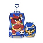 Kit Mochila com Rodas Escolar 3d + Lancheira Angry Birds Futebol - Maxtoy