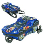 Kit Mochila 3d com Rodinhas Lancheira - Turbo Max Racing Azul - Diplomata