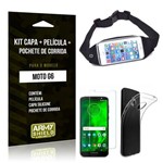 Kit Moto G6 Capa Silicone + Película de Vidro + Pochete para Corrida - Armyshield