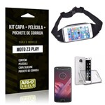Kit Moto Z 3 Play Capa Silicone + Película de Vidro + Pochete para Corrida - Armyshield