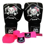 Kit Muay Thai Boxe Luva Bandagem Bucal 12 Oz Feminina Fight Brasil