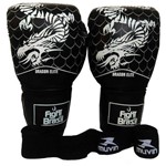 Kit Muay Thai Boxe Luva Bandagens 16 Oz Fight Brasil Dragon Elite