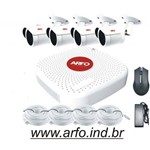 Kit Nvr Arfo Poe, para 9 Canais, 4 Poe, 5 Ethernet com Switch Poe Embutido + 4 Câmeras Arfo Lbh30s100