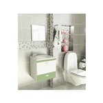 Kit para Banheiro 3 Peças Sintético + Espelho Verde Tomdo