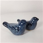 Kit 2 Passarinhos Decorativo em Cerâmica - Azul
