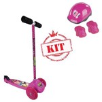 Kit Patinete 3 Rodas Rosa Ppt-02r Kit Proteção Pink Kcp-02 Fênix