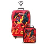 Kit 2 Pçs Max Toy Mochila de Rodinhas Liga da Justiça The Flash Vermelho