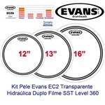 Kit Pele para Tons Surdo 12'' 13'' 16'' Evans Clear Sst Ec2s Hidráulica Transparente Standard Etp-ec
