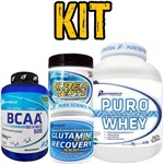 Kit Performace Puro Whey Morango 2kg + Bcaa Science 500(200 Tabs) + Crea Pepto 300g + Glutamine 300g