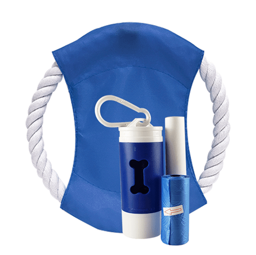 Kit Pet Higiene C/ Lanterna + Frisbee - Azul