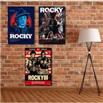 Kit Placas Decorativas Rocky Balboa em MDF com 3 Unidades 40x30cm