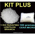 Kit Plus (1kg Parafina em Lentilha Branca e 100grs de Cera-micro)