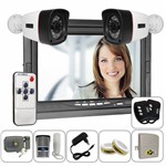 Kit Porteiro Eletrônico com Vídeo Monitor com Câmeras Fechadura Receptor e Controles
