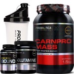 Kit Probiótica Beef Carnpro Mass 1,5kg + Glutamina 120g + BCAA Bound 120 Caps + Coqueteleira