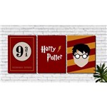 Kit 3 Quadros Decorativos Harry Potter Hogwarts