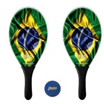 Kit Raquetes Frescobol Evo Fibra Vidro Brasil com Bola Penn