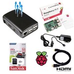Kit Raspberry Pi 3 Fonte 64gb Case Cooler