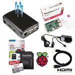 Kit Raspberry Pi 3 Fonte On/off 32gb Case Cooler