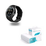 Kit Relogio Smartwatch Bluetooth Y1 Preto com Carregador Portátil Tp Link Power 10400