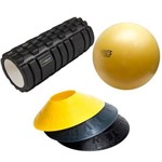 Kit Rolo de Massagem Proaction Ga043 + Bola Fit Ball Training 75cm + 12 Cones Chapéu Chinês