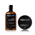Kit Shampoo 3 em 1 + Pomada Modeladora Extra Forte Efeito Seco Human