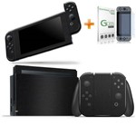 Kit Skin Adesivo Protetor Nintendo Switch + Película de Vidro (Preto Premium)