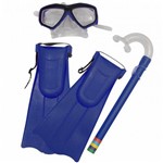 Kit Snorkel, Mascara e Nadadeira Azul Bel