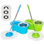 Kit Spin Mop 1 Azul e 1 Verde Inox com Esfregão
