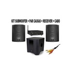 Kit Subwoofer Rd Sw8 100w + Par Caixa Acústica Ps4 + Receiver Rd 80 + Cabo Rca - Frahm