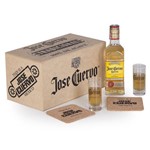Kit Tequila José Cuervo Especial Oro 375ml com 2 Copos 2 Porta Copos em Baú Personalizado (SQ17640)