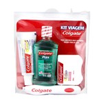 Kit Viagem Colgate com Escova Dental Portable + Fita Dental + Creme Dental + Enxaguante Bucal Plax Fresh Mint