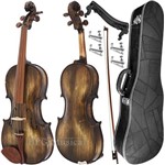 Kit Violino 4/4 Rolim Envelhecido Brilho com Fixos Espaleira Case e Arco