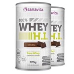Kit 2 Whey Protein 100% H.I Sanavita Cacau 375g