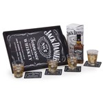 Kit Whisky Jack Daniel's 375ml + 4 Copos Personalizados + 4 Porta Copos + Bandeja de Madeira (SQ16685)