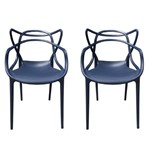 Kit 2x Cadeira Design Alegra Master Philippe Starck Azul Marinho Polipropileno Cozinhas Aviv Fratini
