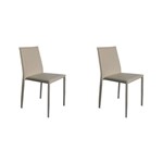 Kit 2x Cadeira Design Quadrada Gelo Assento Estofado Tecido Couro Moderna Cozinhas Salas Zurique Fratini