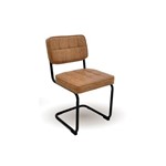 Kit 2x Cadeira Fixa Encosto Assento Couro Caramelo Retro Vintage Industrial Blend Trendhouse