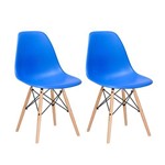 Kit - 2 X Cadeiras Charles Eames Eiffel DSW - Azul - Madeira Clara