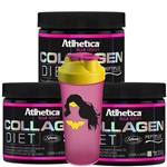Kit 3x Colágeno Collagen Ella Diet 600g Limão + Shaker Atlhetica Nutrition