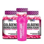 Kit 3x Colageno Hidrolisado C/ Betacaroteno Vitamina C 360caps + Shaker Profit