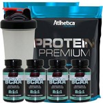 Kit 2x Whey Protein Premium + 4 Bcaa 120 B6 + Coqueteleira