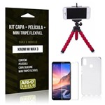 Kit Xiaomi Mi Max 3 Capa Silicone + Película de Vidro + Mini Tripé Flexível - Armyshield