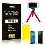 Kit Zenfone 4 - 5.5' ZE554KL Capa Silicone + Película Gel + Mini Tripé Flexível - Armyshield