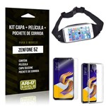Kit Zenfone 5Z ZS620KL Capa Silicone + Película Gel + Pochete para Corrida - Armyshield